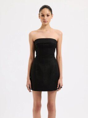 Nude Lucy Lyra Linen Mini Dress Black Size S NWT